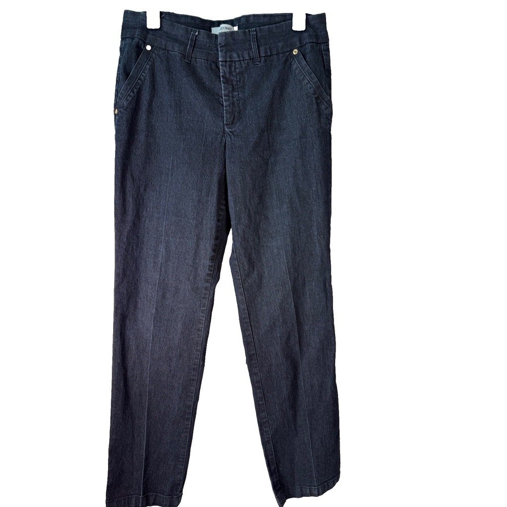 Ellen Tracy Womens Straight Leg Pants Size 10 Dark Wash Career Casual Trousers